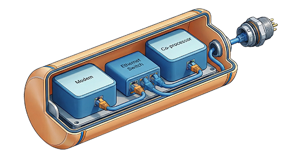Block diagram of the custom modem with co-processor