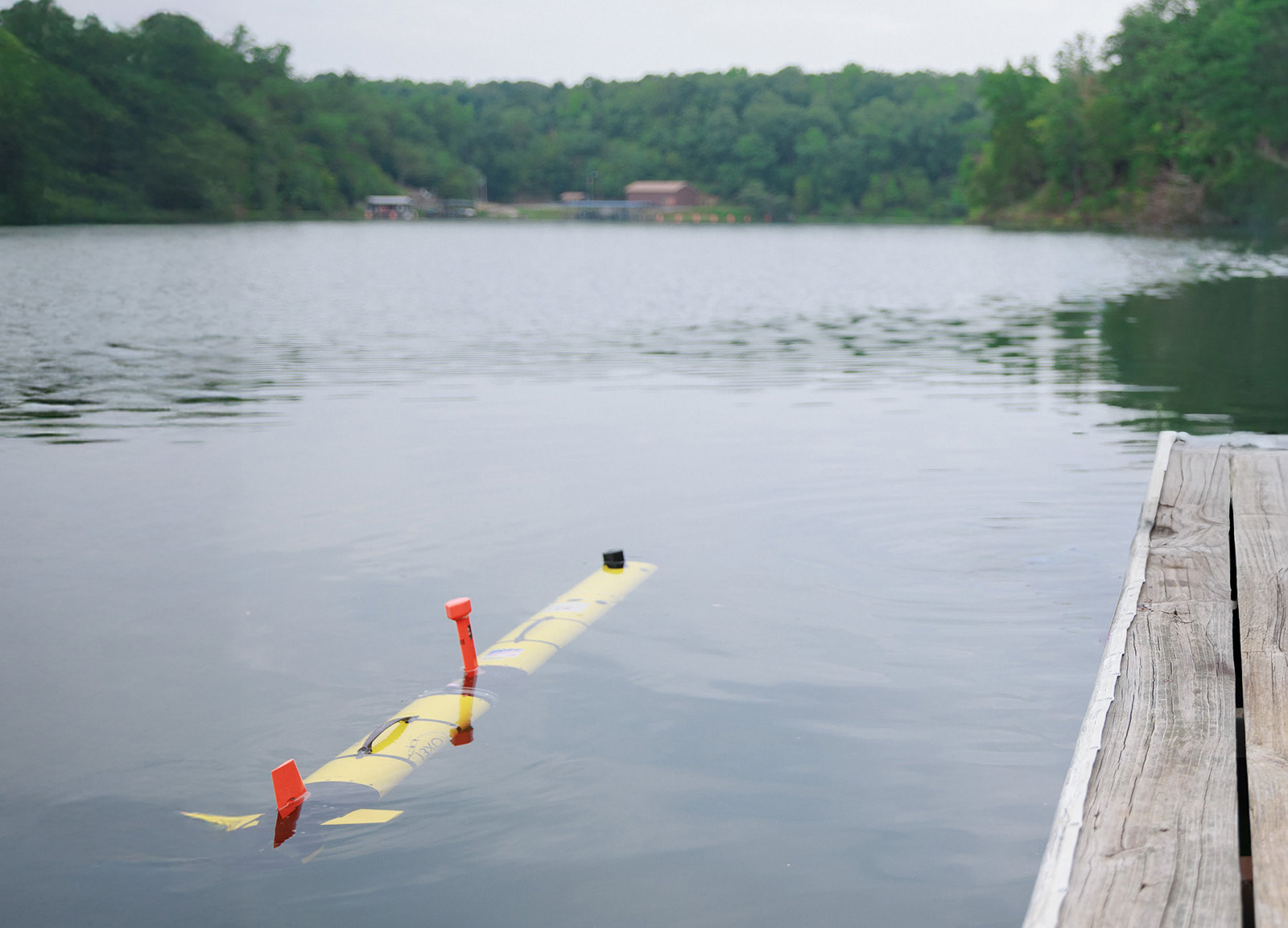 A Subnero equipped autonomous underwater vehicle being deployed during field trials