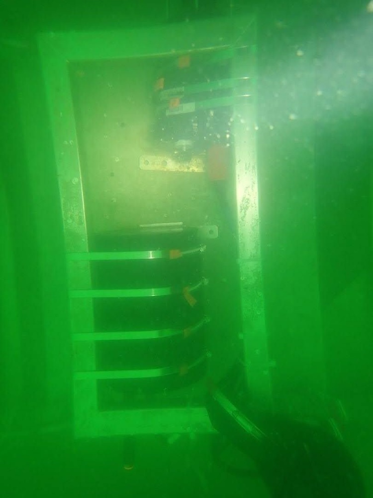The lander on the seabed in turbid water